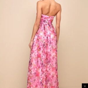 NWT LULUS PINK FLORAL MAXI DRESS